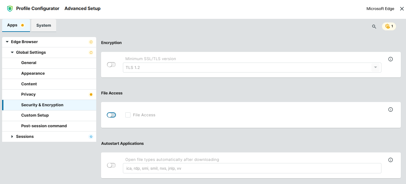 Security and Encryption Settings for Edge Browser on IGEL OS