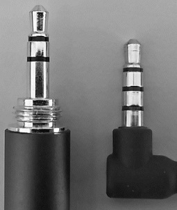 A 3-Conductor Audio Plug (left) and a 4-Conductor Audio Plug (right)