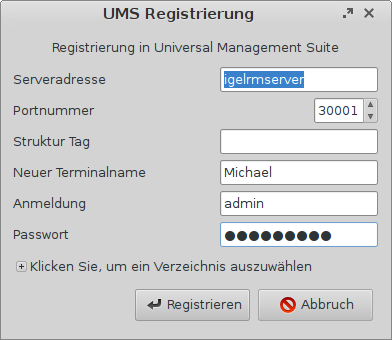 UMS Registrierung